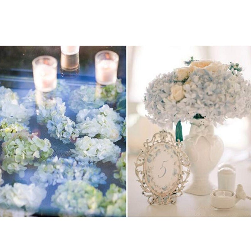 Louiesya Artificial Flowers Silk Hydrangea Flowers with 5 Big Heads Fake Flower Bunch Bouquet for Home Wedding Party Decor DIY (Sky Blue) - Image 5